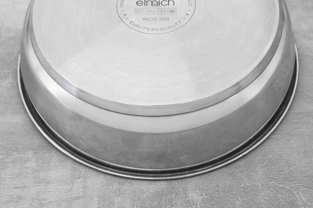 Chảo inox sâu chống dính đáy từ 26 cm Elmich EL-2459IC26 Impact bonding Màu Inox