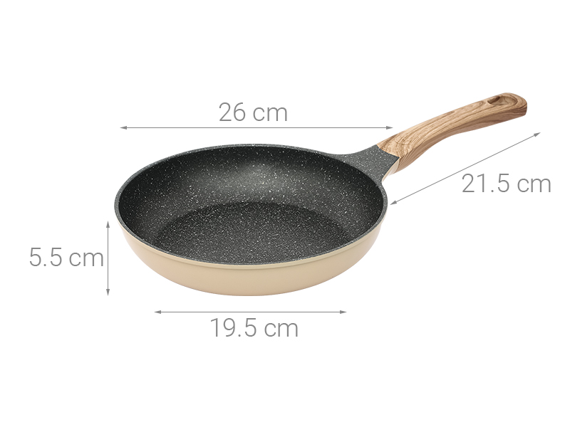 Chảo nhôm chống dính vân đá đáy từ 26 cm Sunhouse SBDS26M