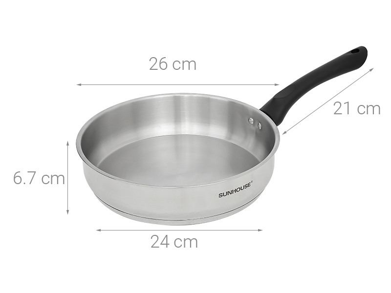 Chảo inox đáy từ 26 cm Sunhouse Eco IN26M3X