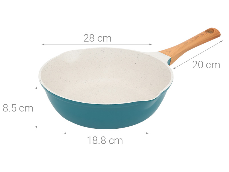 Chảo nhôm sâu chống dính vân đá đáy từ 28 cm Delites LY-DSCP1828