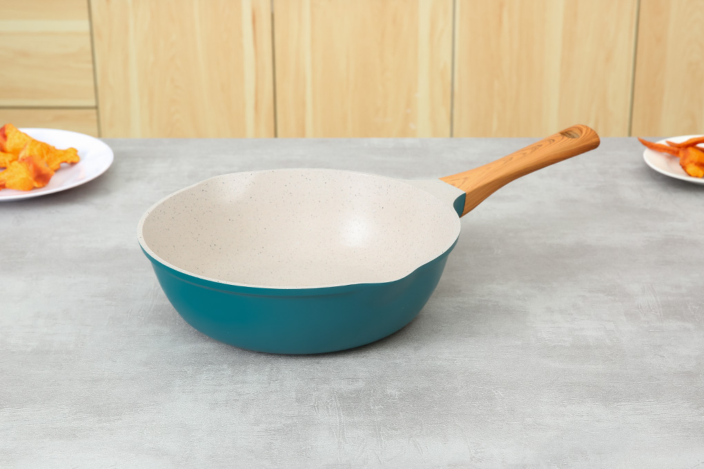 Chảo nhôm sâu chống dính vân đá đáy từ 28 cm Delites LY-DSCP1828 Màu Xanh