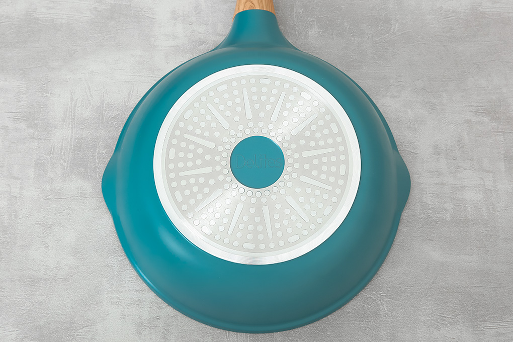 Chảo nhôm sâu chống dính vân đá đáy từ 28 cm Delites LY-DSCP1828 Màu Xanh
