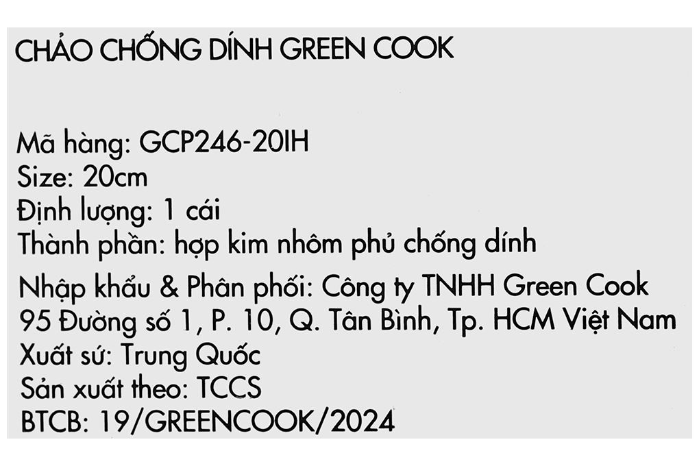 Chảo nhôm sâu chống dính vân đá đáy từ 20 cm Green Cook GCP246-20IH Màu Màu be
