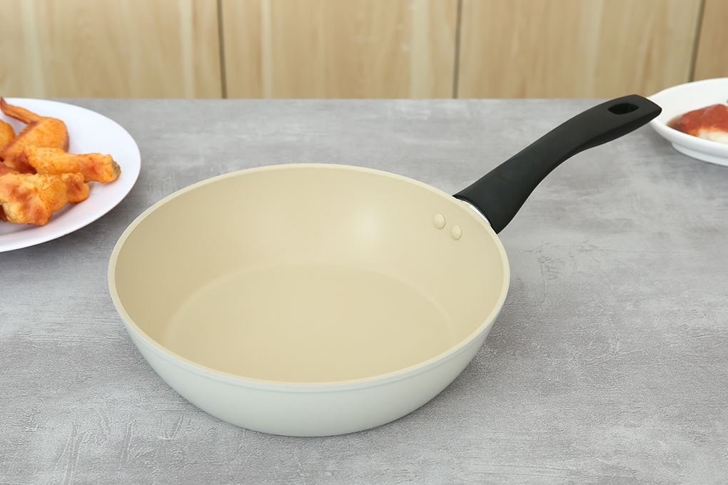 Chảo nhôm sâu chống dính vân đá đáy từ 20 cm Green Cook GCP246-20IH Màu Màu be