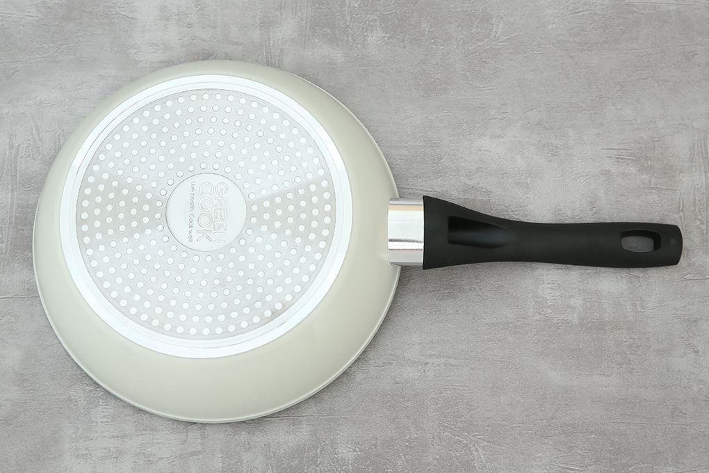 Chảo nhôm sâu chống dính vân đá đáy từ 20 cm Green Cook GCP246-20IH Màu Màu be