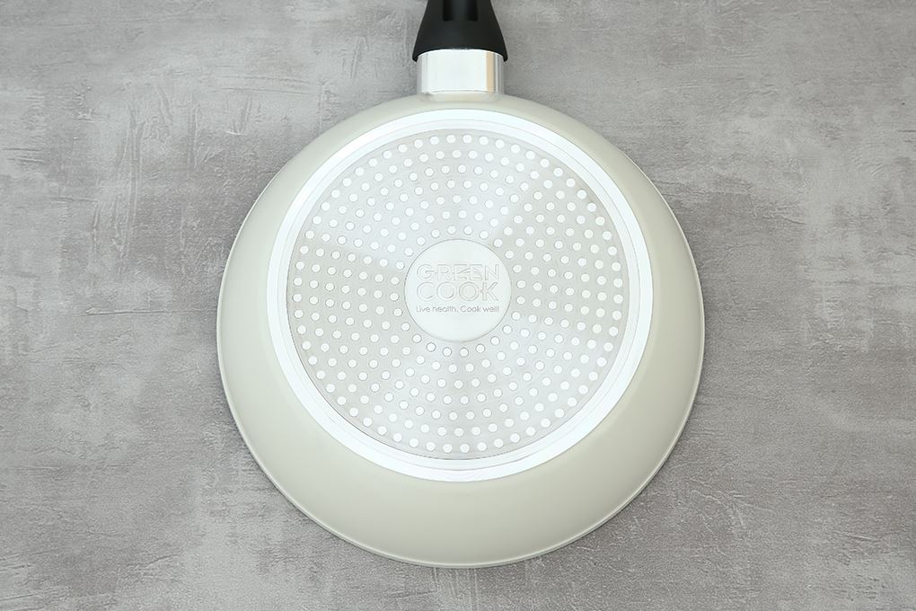 Chảo nhôm sâu chống dính vân đá đáy từ 20 cm Green Cook GCP246-20IH Màu Màu be