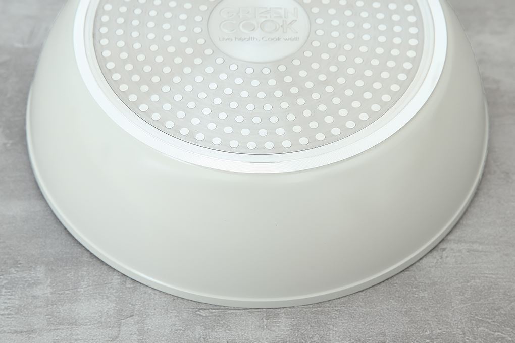 Chảo nhôm sâu chống dính vân đá đáy từ 20 cm Green Cook GCP246-20IH Màu Màu be