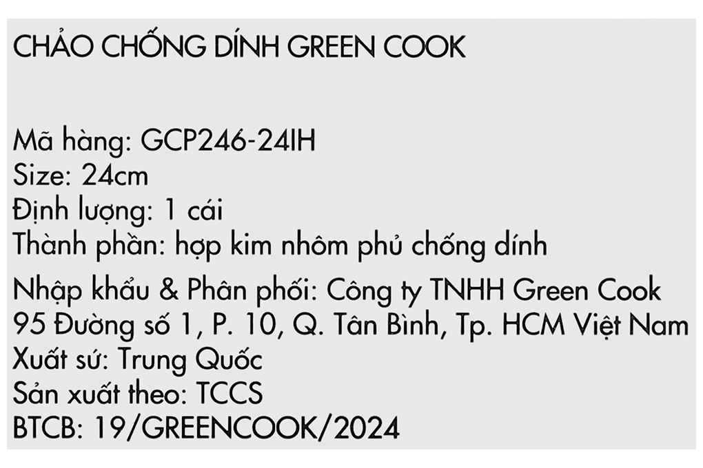 Chảo nhôm sâu chống dính vân đá đáy từ 24 cm Green Cook GCP246-24IH Màu Màu be