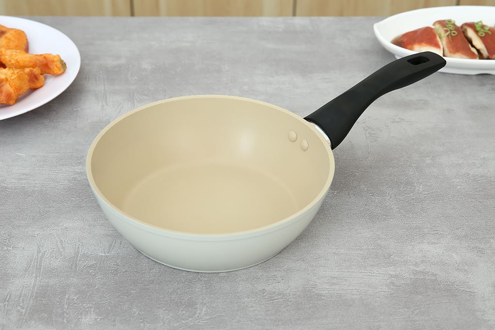 Chảo nhôm sâu chống dính vân đá đáy từ 24 cm Green Cook GCP246-24IH Màu Màu be