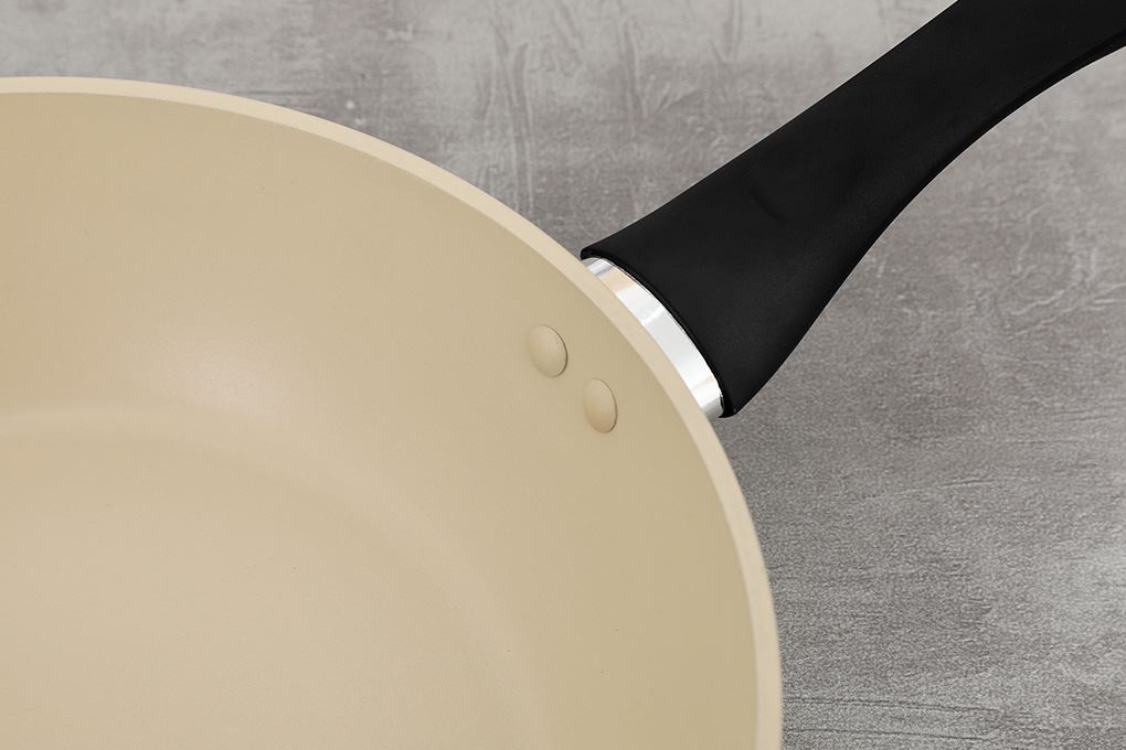 Chảo nhôm sâu chống dính vân đá đáy từ 26 cm Green Cook GCP246-26IH Màu Màu be