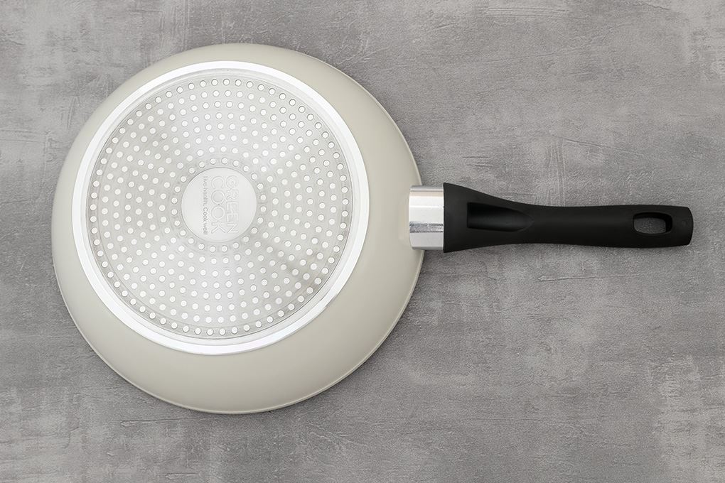 Chảo nhôm sâu chống dính vân đá đáy từ 26 cm Green Cook GCP246-26IH Màu Màu be