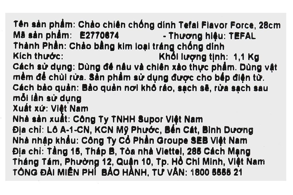 Chảo nhôm chống dính đáy từ 28 cm Tefal Flavor Force E2770674 Màu Đen
