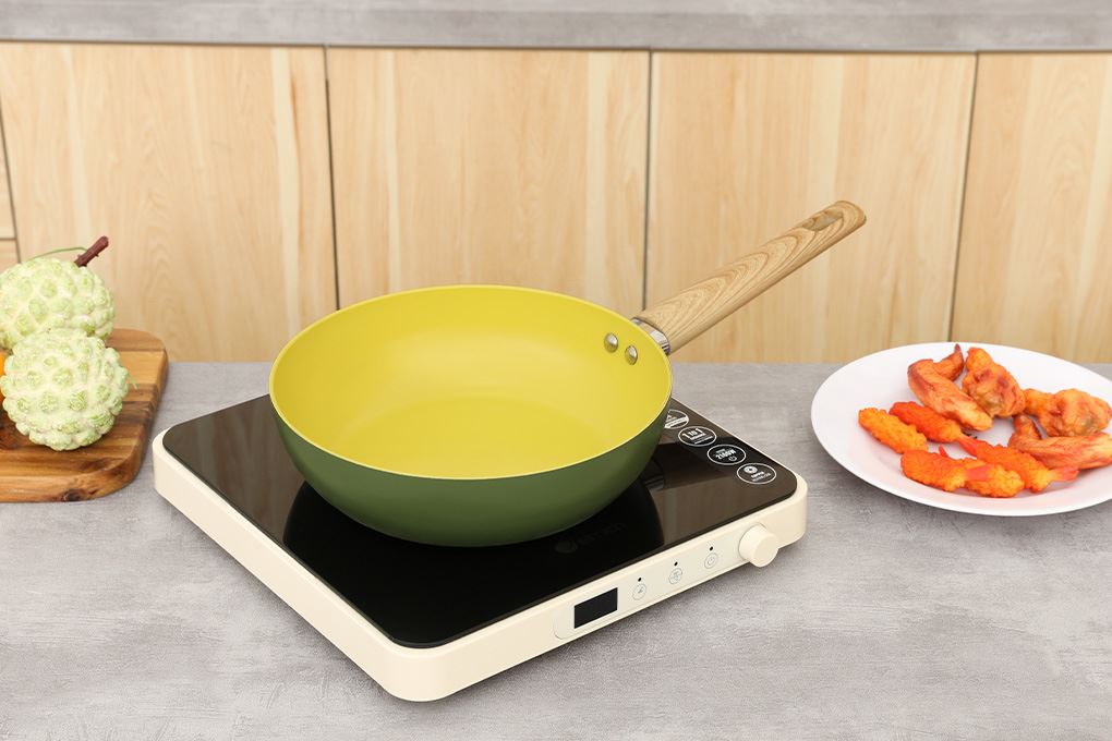 Chảo nhôm sâu chống dính đáy từ 24 cm Elmich Olive classic EL-5978OV24 Màu Xanh