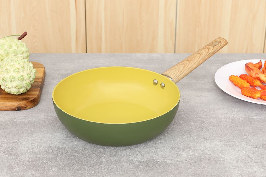 Chảo nhôm sâu chống dính đáy từ 24 cm Elmich Olive classic EL-5978OV24 Màu Xanh