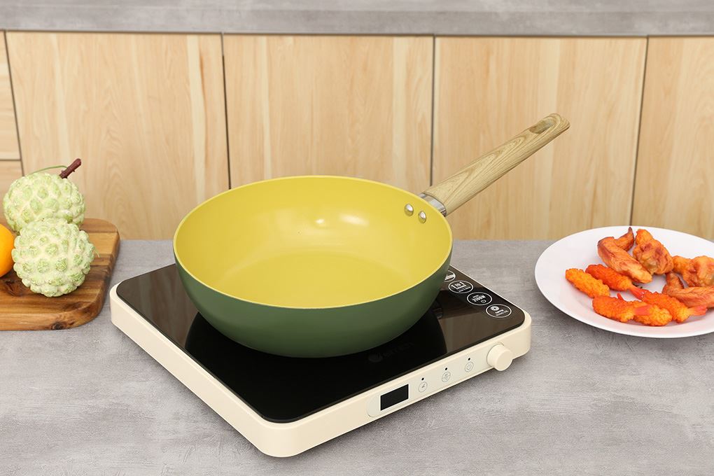 Chảo nhôm sâu chống dính đáy từ 26 cm Elmich Olive classic EL-5978OV26 Màu Xanh
