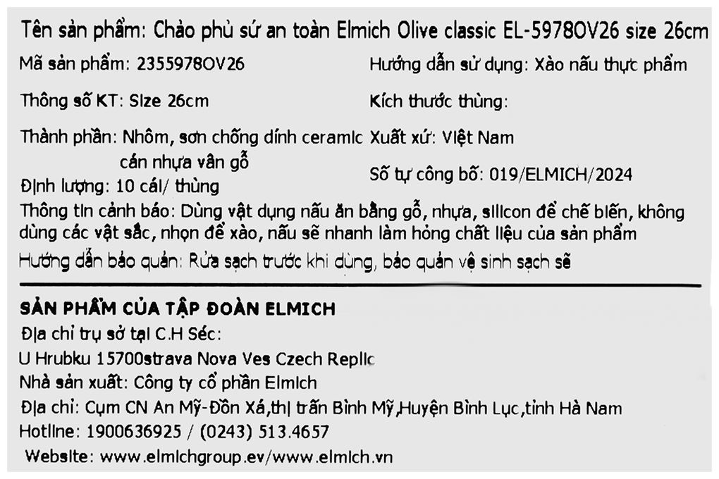 Chảo nhôm sâu chống dính đáy từ 26 cm Elmich Olive classic EL-5978OV26 Màu Xanh