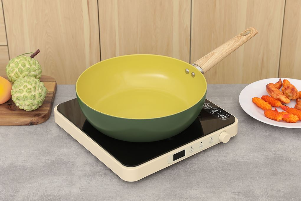 Chảo nhôm sâu chống dính đáy từ 28 cm Elmich Olive classic EL-5978OV28 Màu Xanh