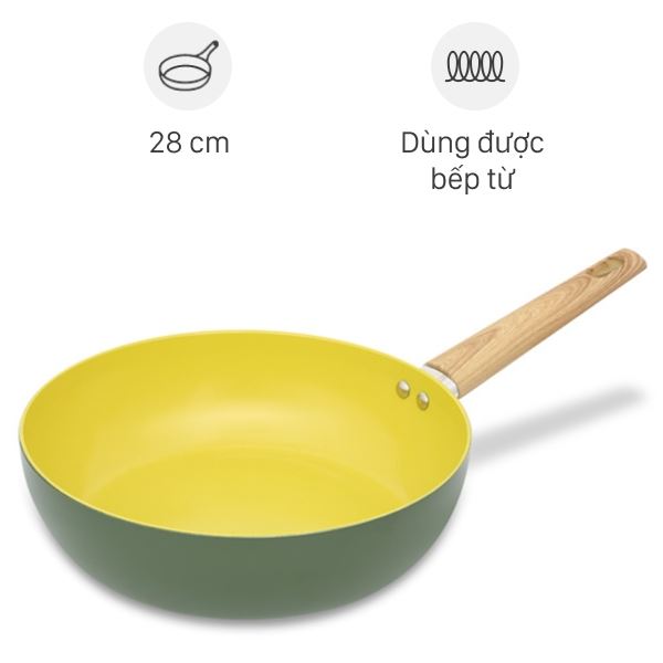 Chảo nhôm sâu chống dính đáy từ 28 cm Elmich Olive classic EL-5978OV28