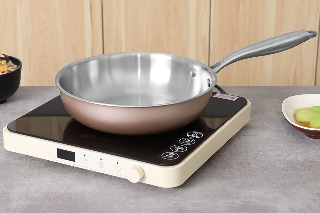 Chảo inox nguyên khối sâu đáy từ 24 cm Green Cook GCP245-24IH Màu Hồng