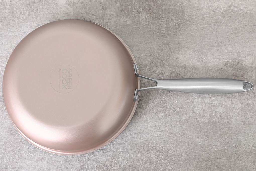 Chảo inox nguyên khối sâu đáy từ 24 cm Green Cook GCP245-24IH Màu Hồng