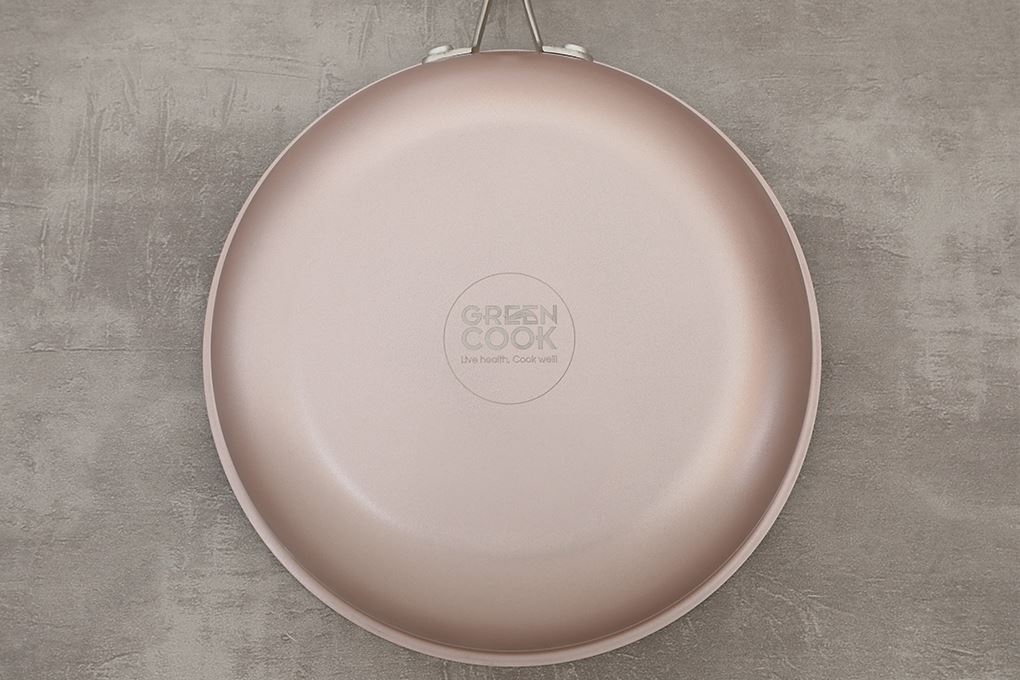 Chảo inox nguyên khối sâu đáy từ 24 cm Green Cook GCP245-24IH Màu Hồng