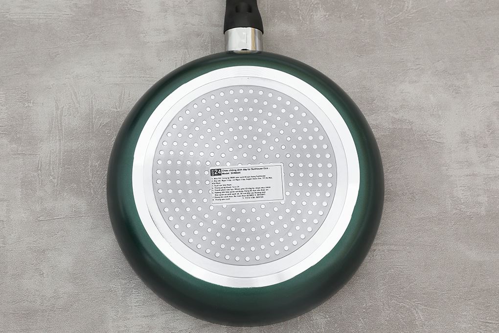 Chảo nhôm chống dính vân đá đáy từ 24 cm Sunhouse Eco SHM24X Màu Xanh