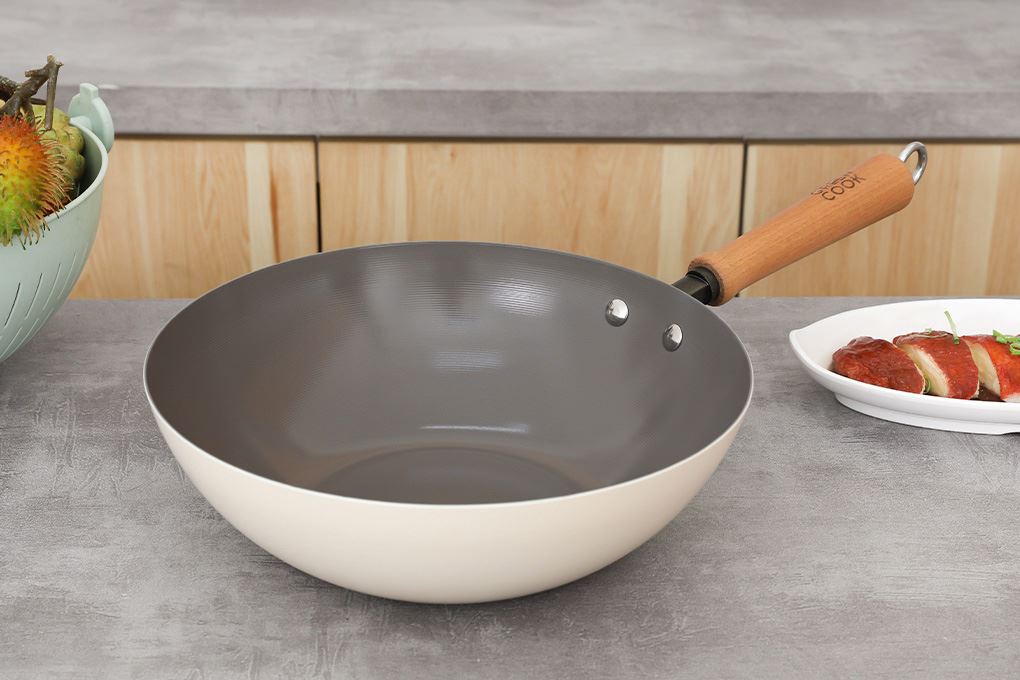 Chảo thép sâu chống dính 28 cm Green cook GCW257-28IH Màu Kem