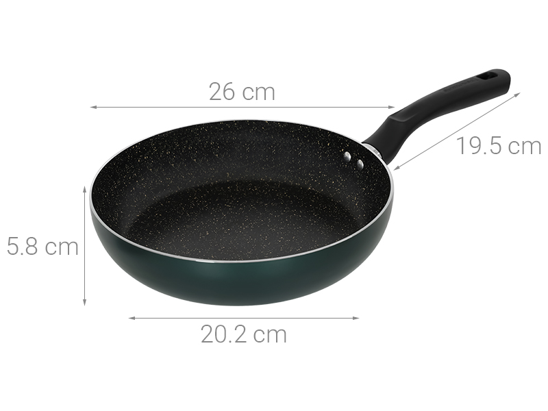 Chảo nhôm chống dính vân đá đáy từ 26 cm Sunhouse Eco SHM26X