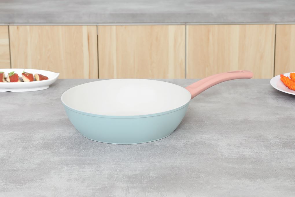 Chảo nhôm sâu chống dính đáy từ 26 cm Delites RFD1026-3 Màu Xanh