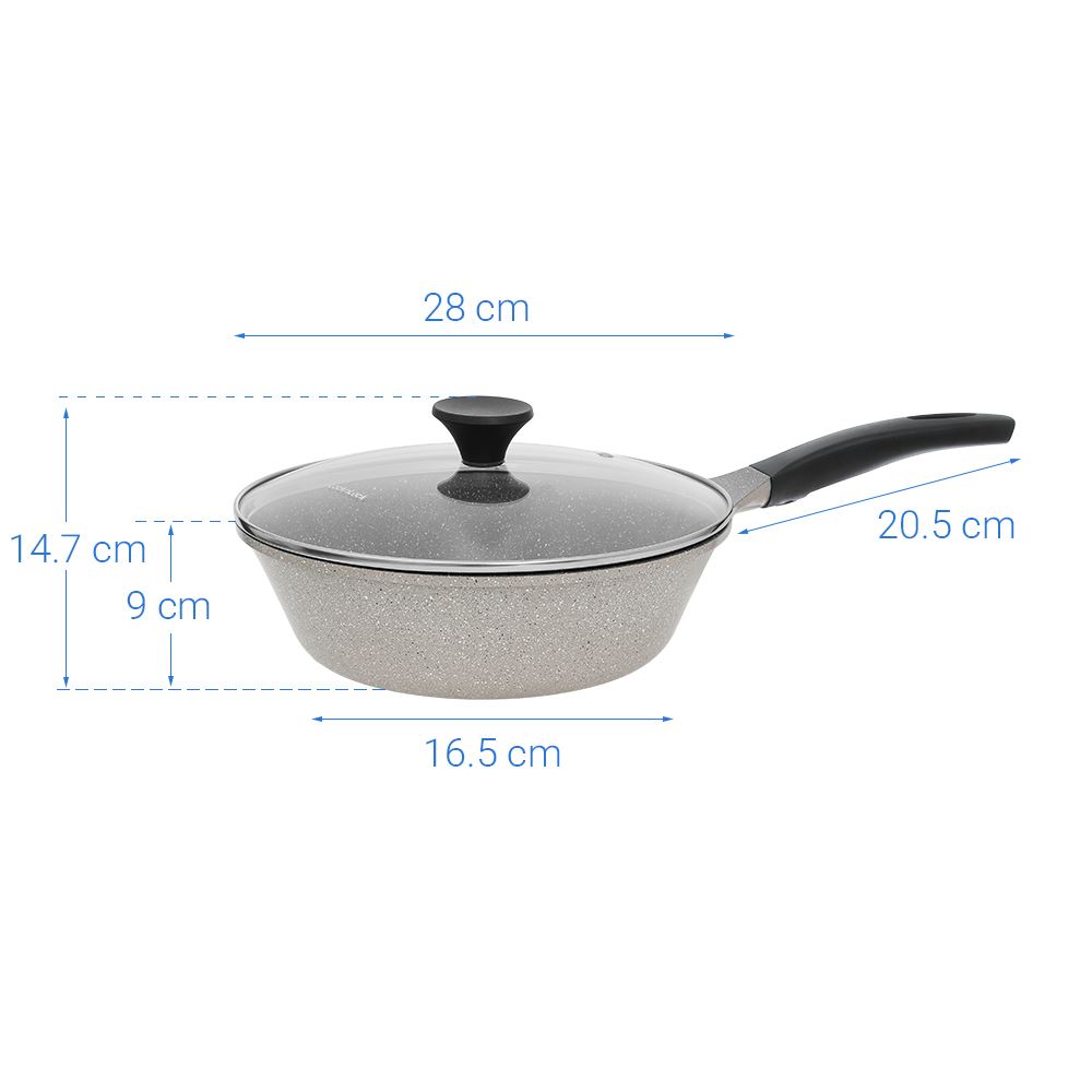 Chảo nhôm sâu chống dính 28 cm nắp kính Lock&Lock LCA6285D-IH Màu Xám