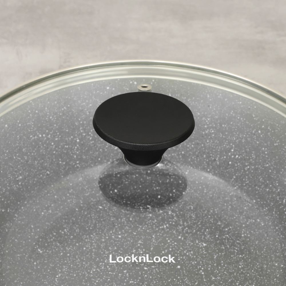 Chảo nhôm sâu chống dính 28 cm nắp kính Lock&Lock LCA6285D-IH Màu Xám