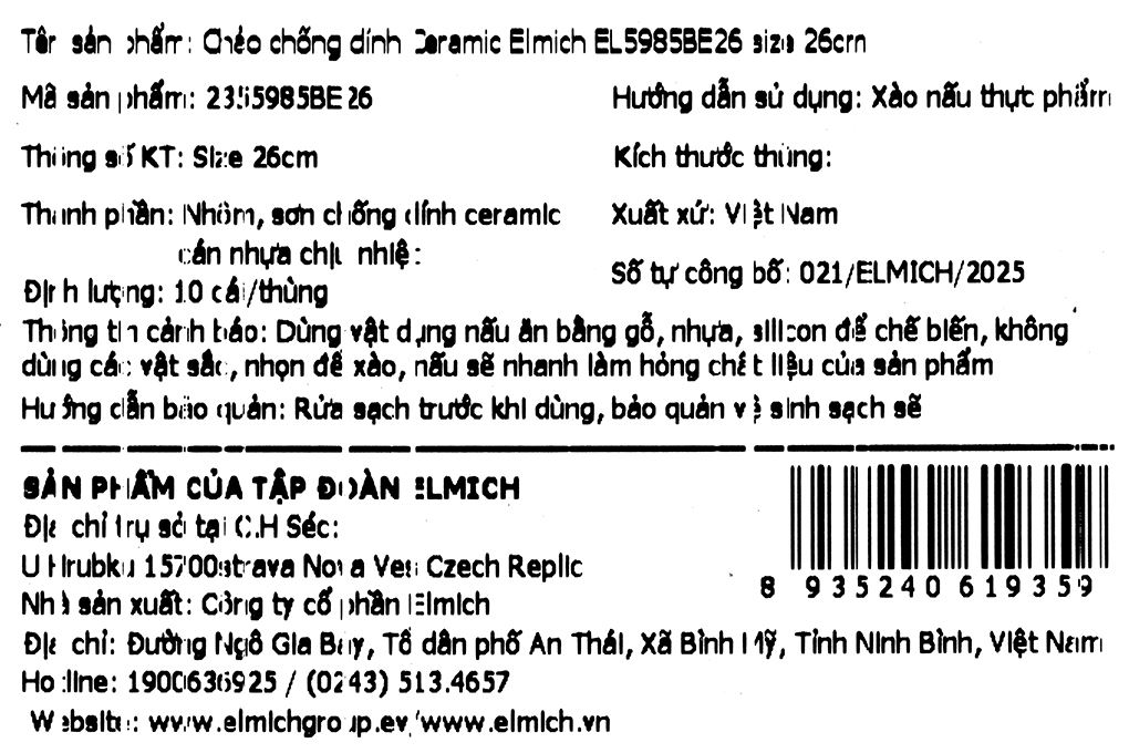 Chảo nhôm chống dính đáy từ 26 cm Elmich EL5985BE26 Màu Màu be