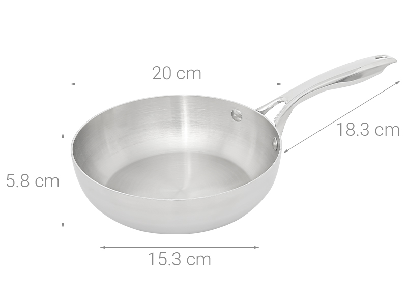 Chảo inox nguyên khối sâu đáy từ 20 cm Green Cook GCP2518-20IH