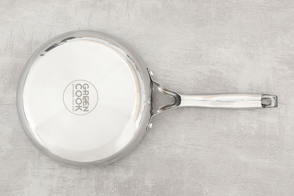 Chảo inox nguyên khối sâu đáy từ 20 cm Green Cook GCP2518-20IH Màu Inox