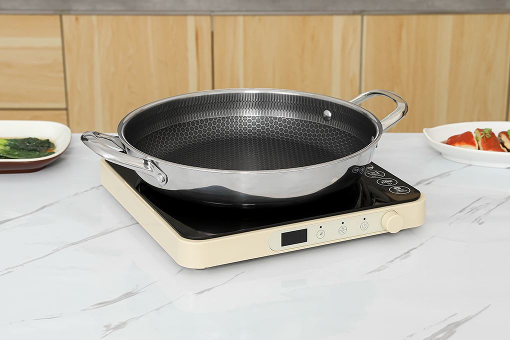 Chảo inox nguyên khối chống dính đáy từ 30 cm AVA TC-TASJG30 Màu Inox
