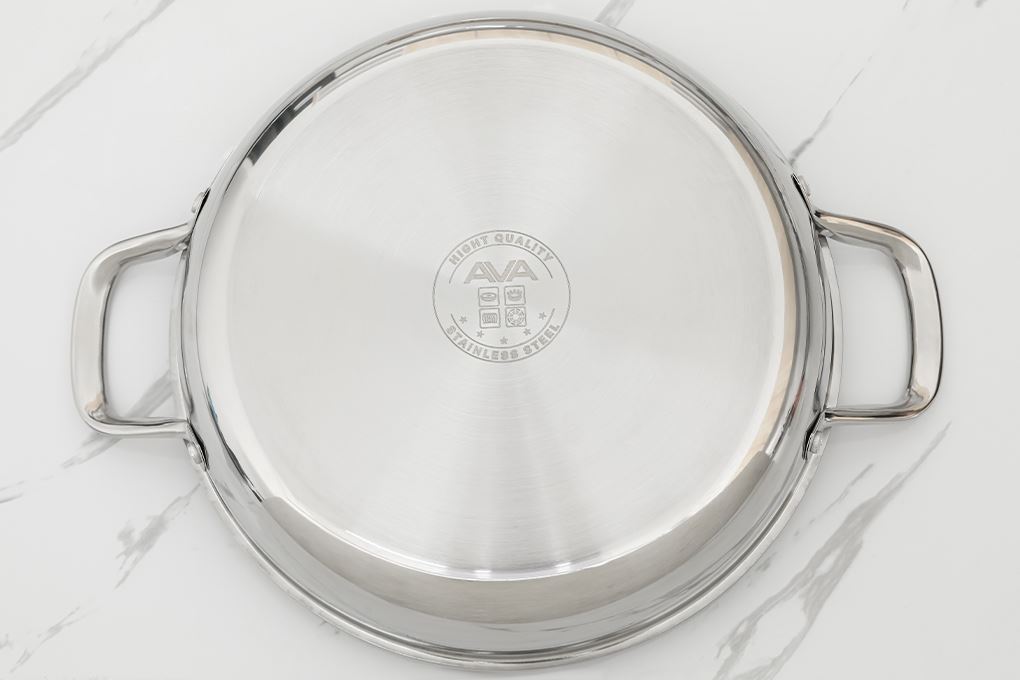 Chảo inox nguyên khối chống dính đáy từ 30 cm AVA TC-TASJG30 Màu Inox