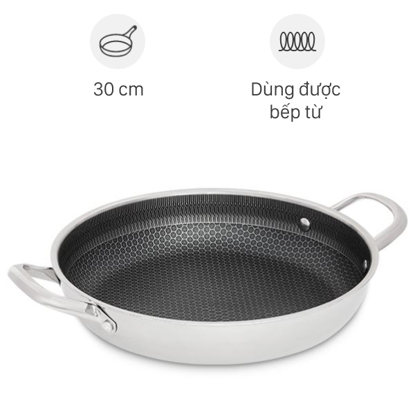 Chảo inox nguyên khối chống dính đáy từ AVA TC-TASJG30