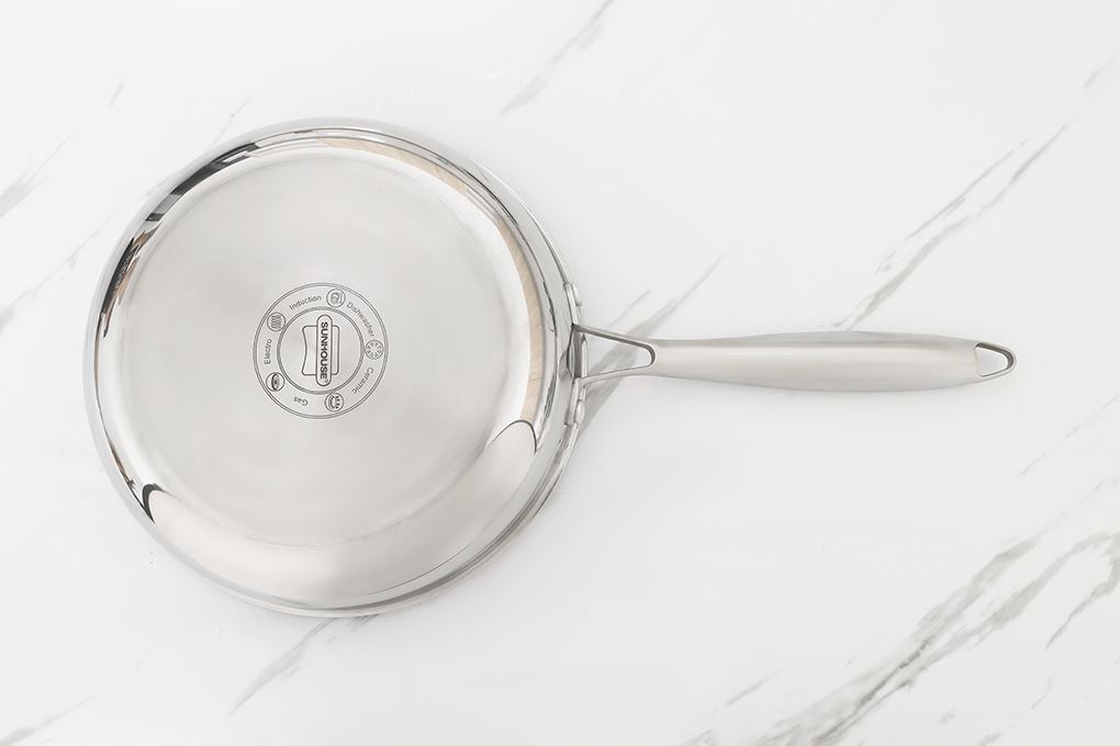 Chảo inox nguyên khối đáy từ 24cm Sunhouse Healthy IN24X2 Màu Inox