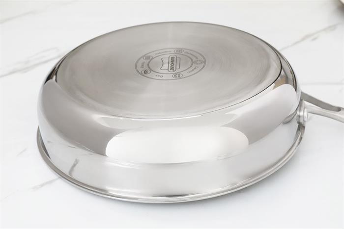 Chảo inox nguyên khối đáy từ 24cm Sunhouse Healthy IN24X2 Màu Inox