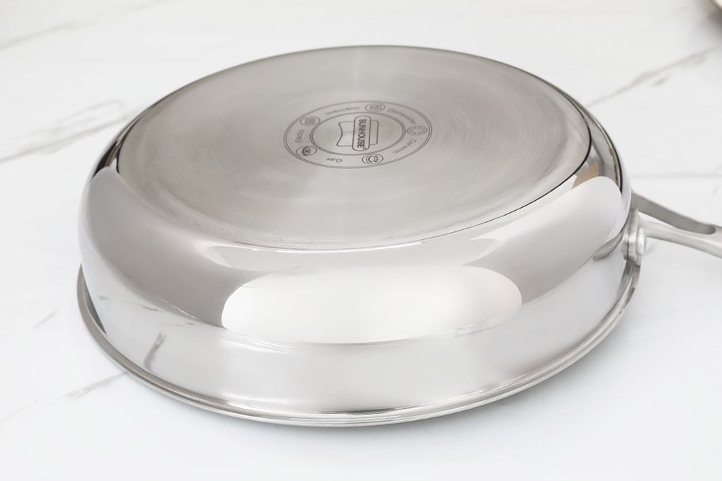 Chảo inox nguyên khối đáy từ 24cm Sunhouse Healthy IN24X2 Màu Inox