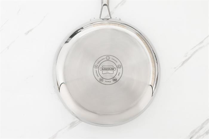 Chảo inox nguyên khối đáy từ 24cm Sunhouse Healthy IN24X2 Màu Inox
