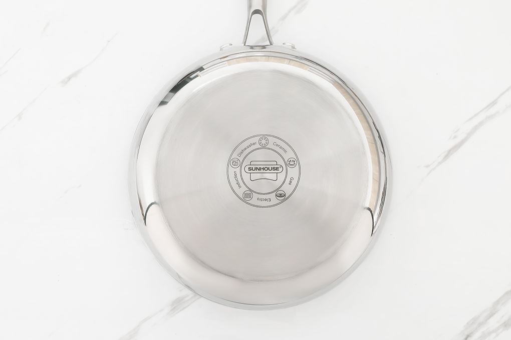 Chảo inox nguyên khối đáy từ 24cm Sunhouse Healthy IN24X2 Màu Inox
