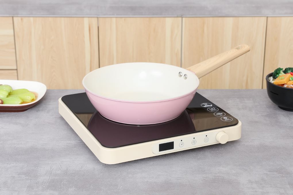 Chảo nhôm chống dính đáy từ 24 cm Sunhouse Healthy SHG24MP Màu Hồng nhạt