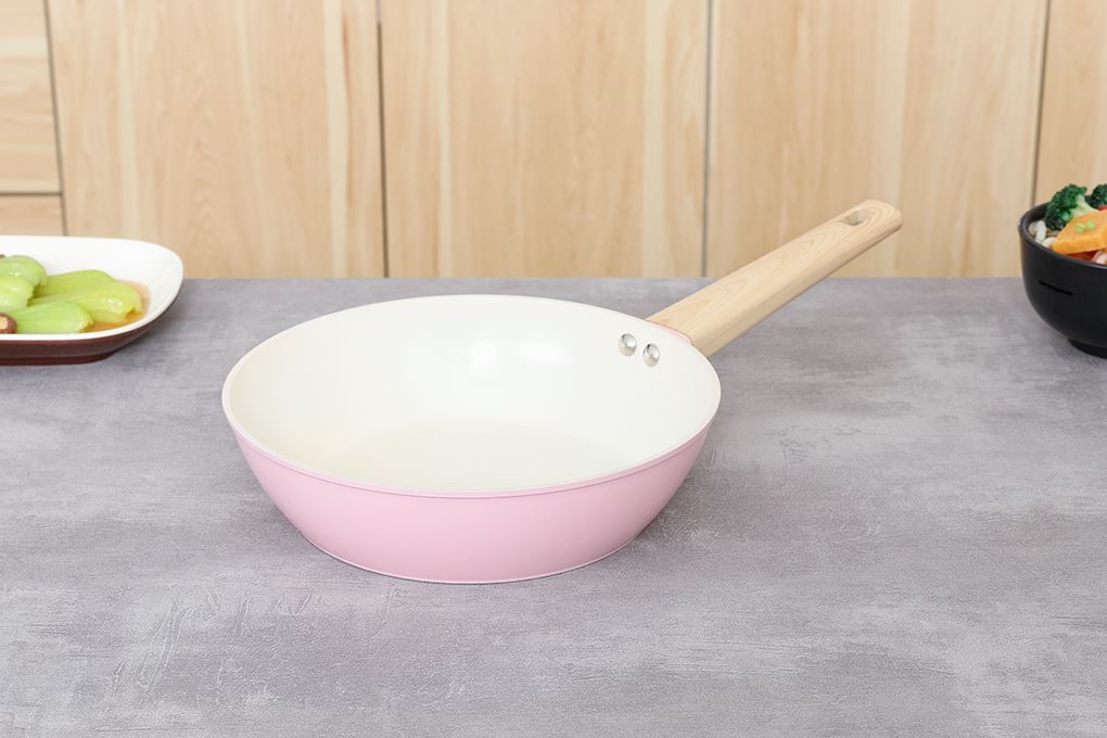Chảo nhôm chống dính đáy từ 24 cm Sunhouse Healthy SHG24MP Màu Hồng nhạt