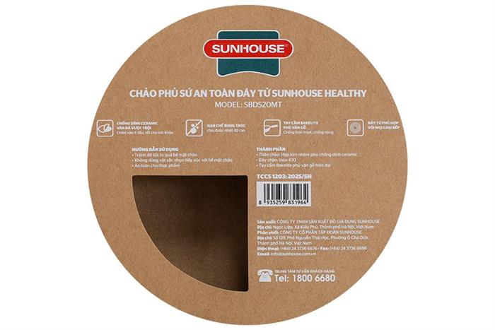 Chảo nhôm sâu chống dính đáy từ 20cm Sunhouse Healthy SBDS20MT Màu Xanh ngọc