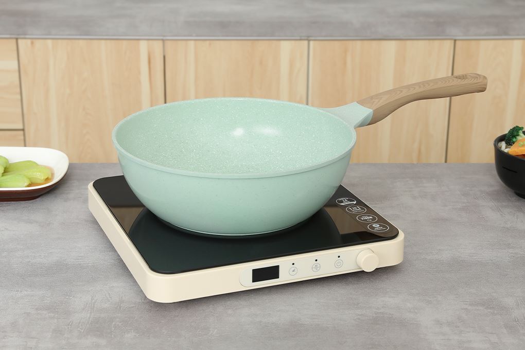Chảo nhôm sâu chống dính đáy từ 28 cm Sunhouse Healthy SBDS28MT Màu Xanh ngọc