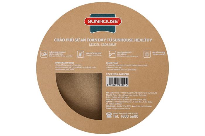 Chảo nhôm sâu chống dính đáy từ 28cm Sunhouse Healthy SBDS28MT Màu Xanh ngọc