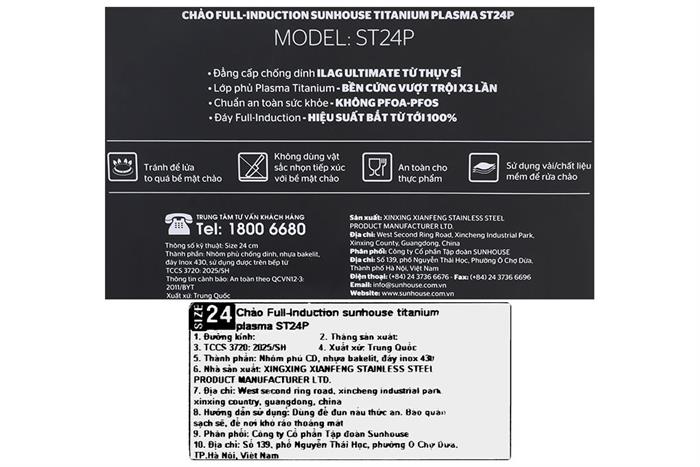 Chảo nhôm chống dính đáy từ 24 cm Sunhouse ST24P Màu Xanh rêu