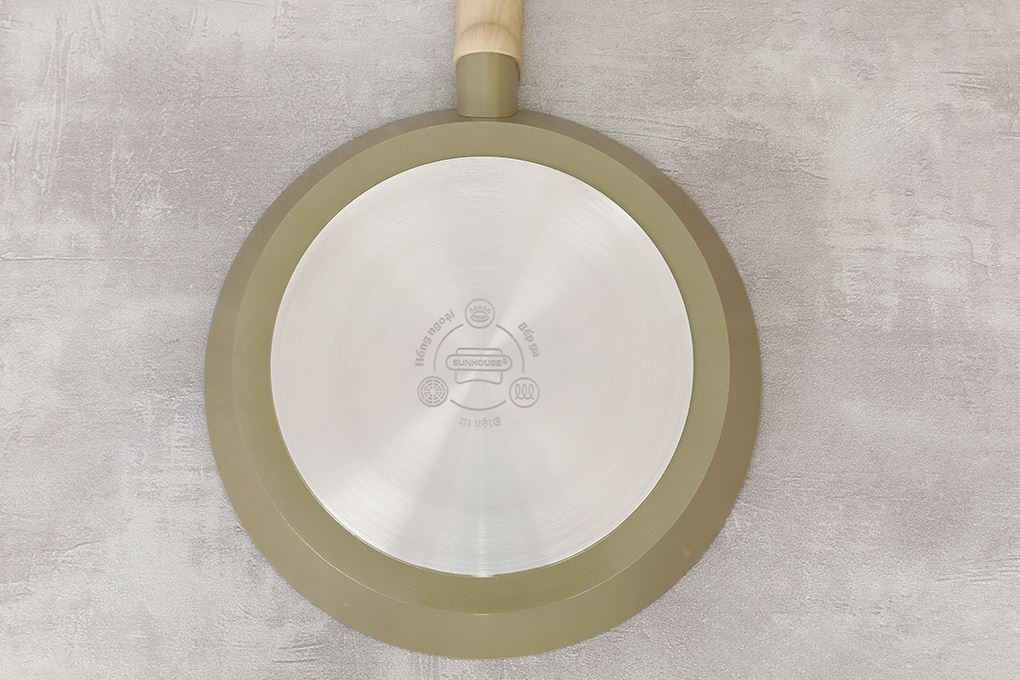 Chảo nhôm chống dính đáy từ 24 cm Sunhouse Titanium Plasma ST24P Màu Xanh rêu