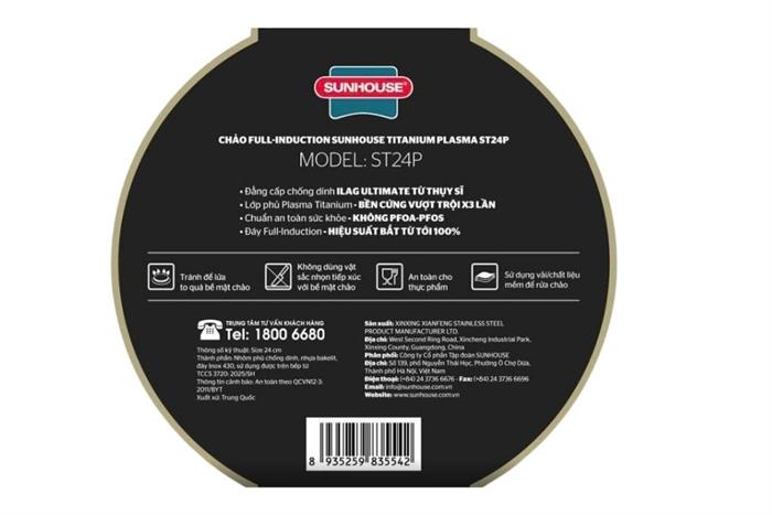 Chảo nhôm chống dính đáy từ 24cm Sunhouse ST24P Màu Xanh rêu